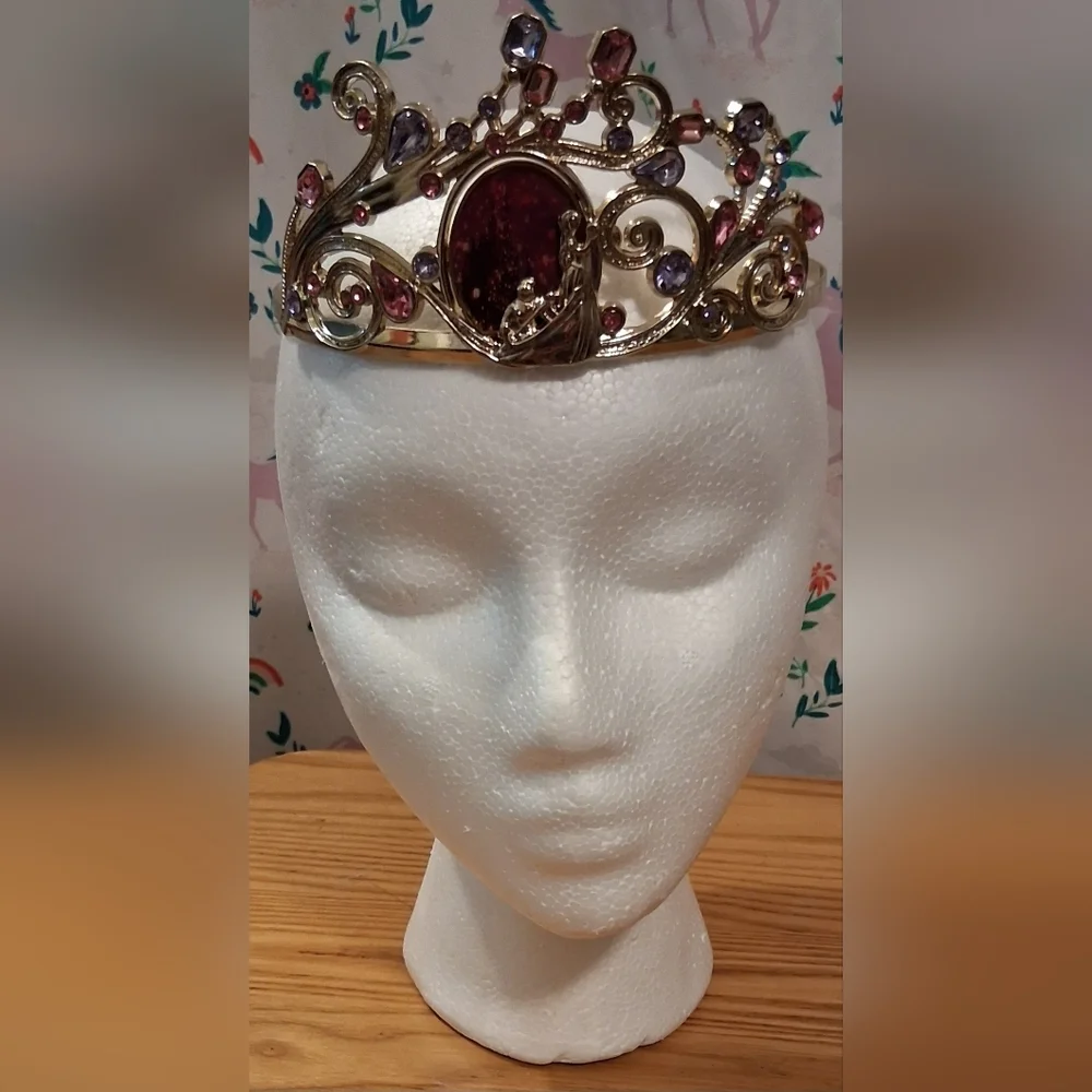 EUC Retired Disney Store & Parks Deluxe Rapunzel Cameo Gold Tone Bling Tiara